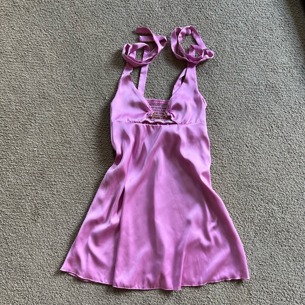 Elegant Pink Satin Mini Dress